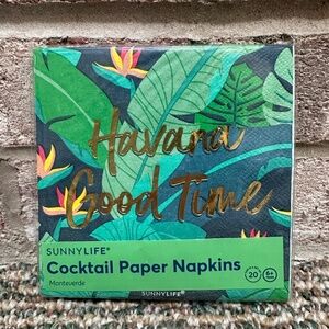 NEW Sunnylife Havana Good Time Palm Leaf Cocktail Paper Napkins - Set of 20